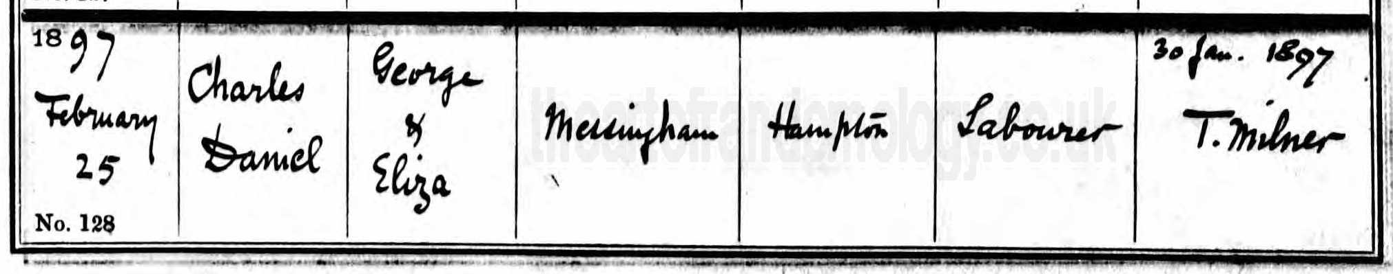 Charles Daniel Messingham baptism 1897
