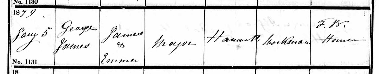 George James Major, baptism 5 Jan 1789, St. George's, Hanworth 