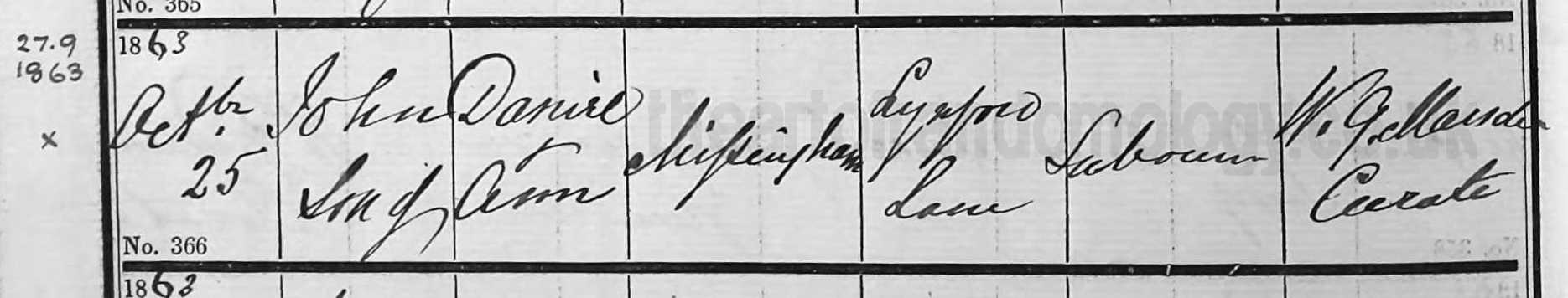 John Edgar Messingham baptism 1863