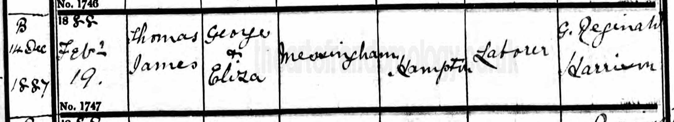 Thomas James Messingham baptism 1888