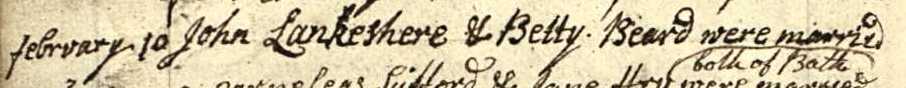  Marriage of John Lancashire and Betty Beard, 1745/46 