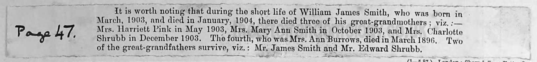 William James Smith burial 1903: note pasted on to page of the parish register