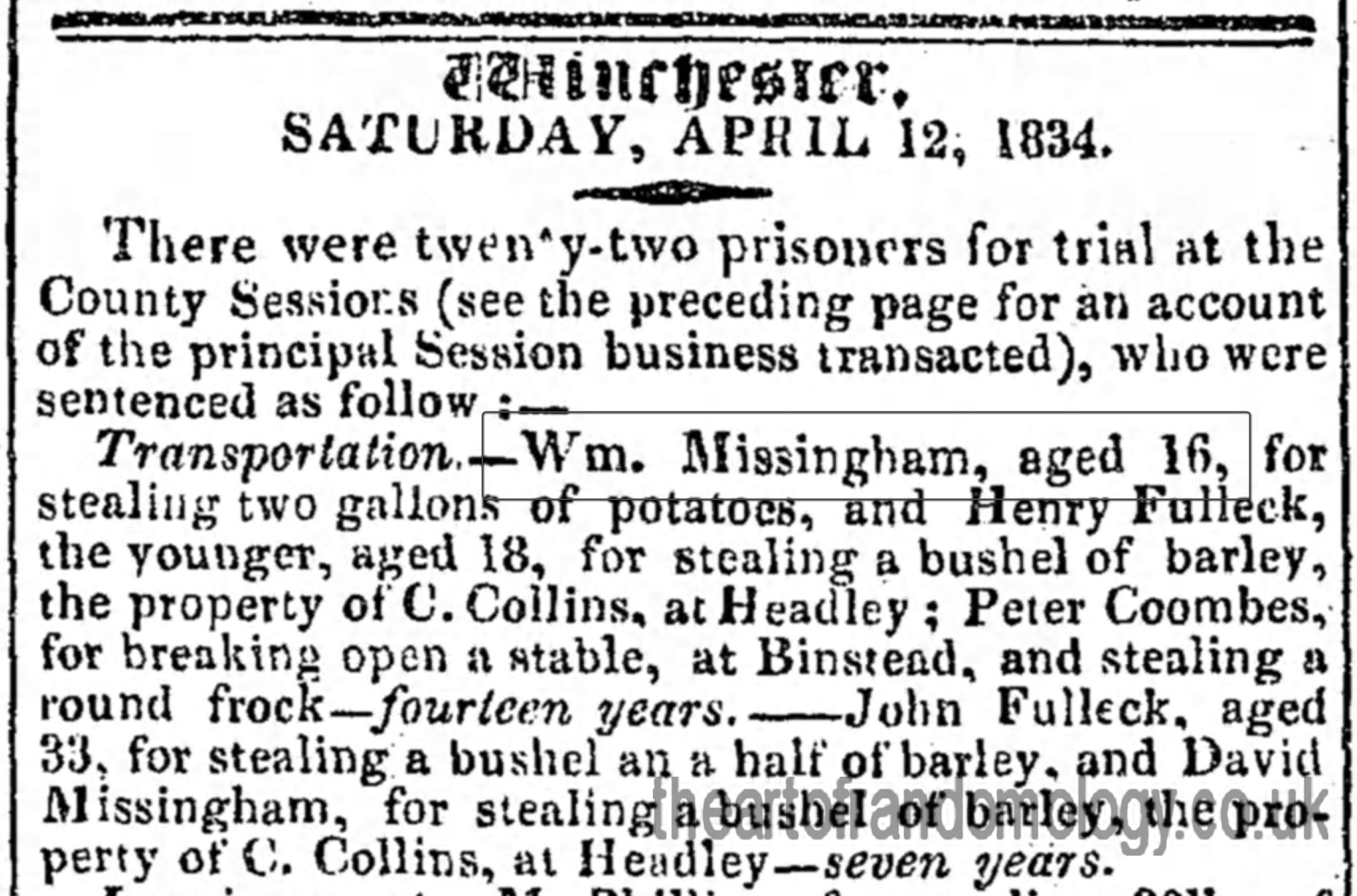 Hampshire Telegraph and Naval Chronicle, Monday April 4 1834