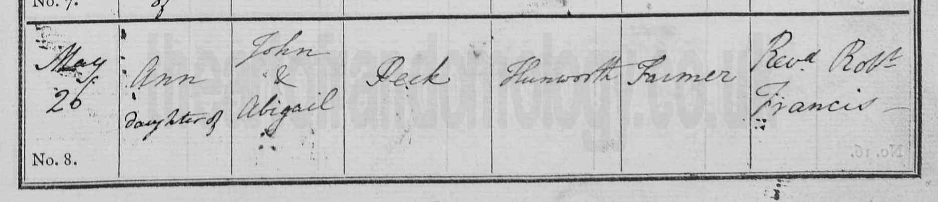 Ann Peck baptism 1814