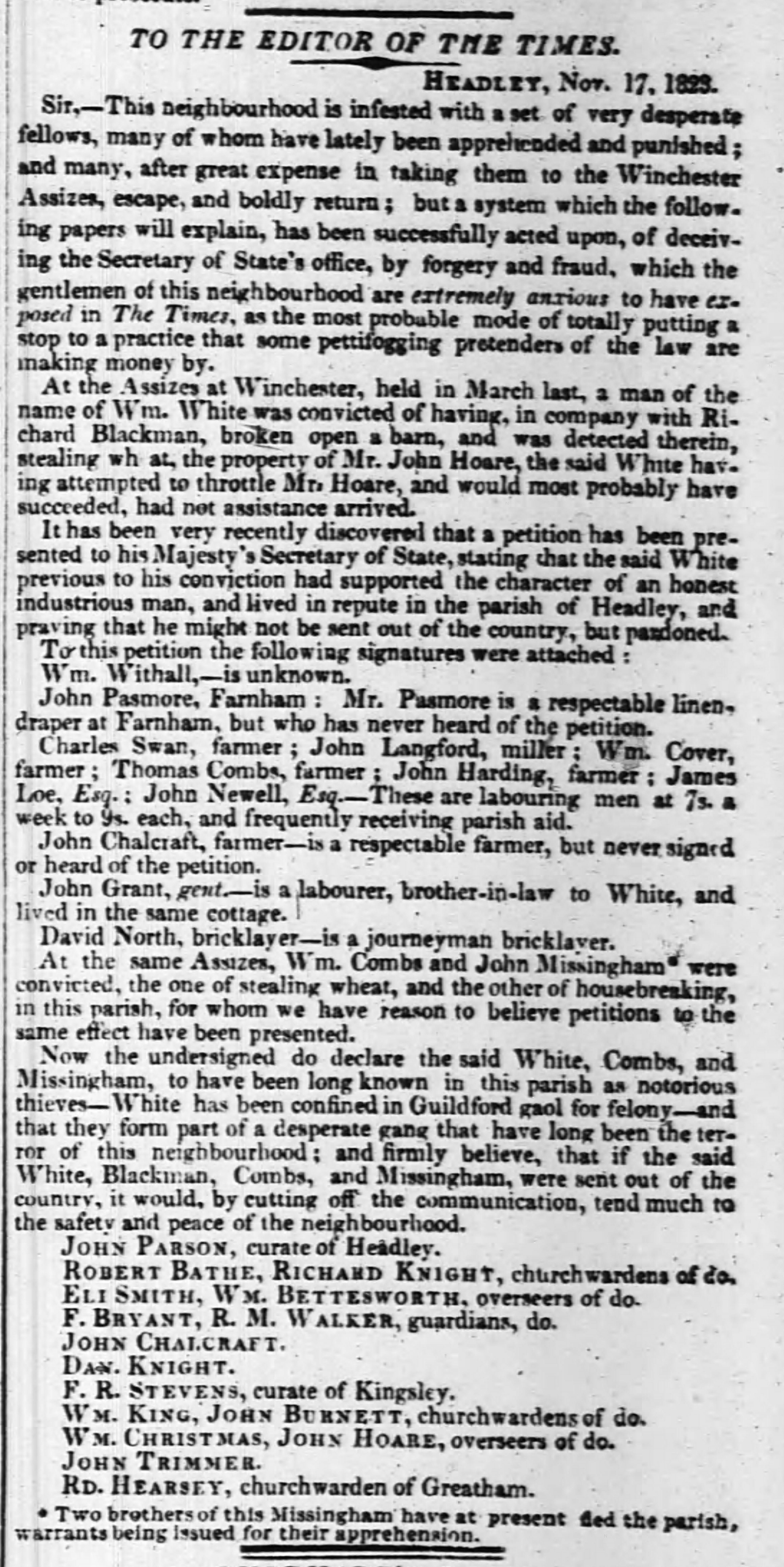 The Times, Wednesday November 19 1823