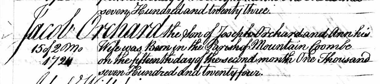 Jacob Orchard birth 