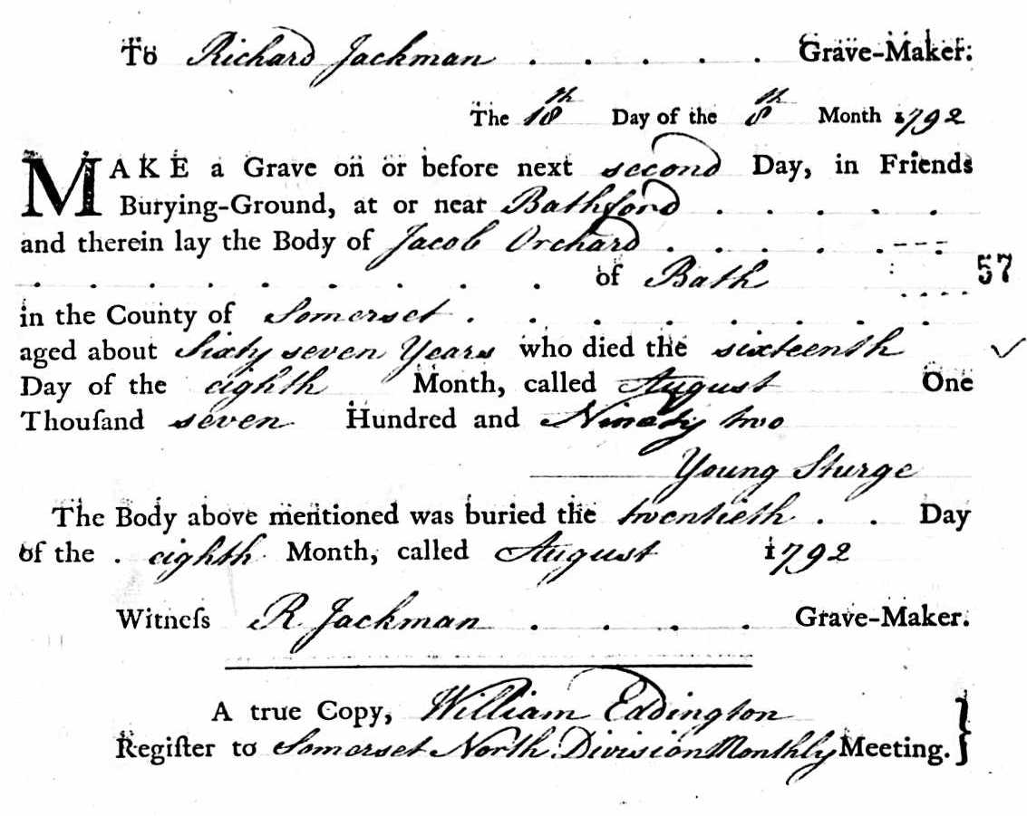 Jacob Orchard burial